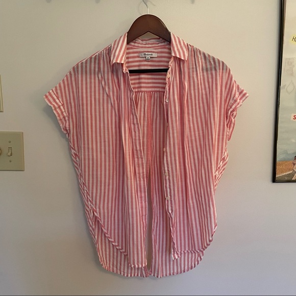 Madewell Tops - Madewell Central tie-back button down in rose stripe XS